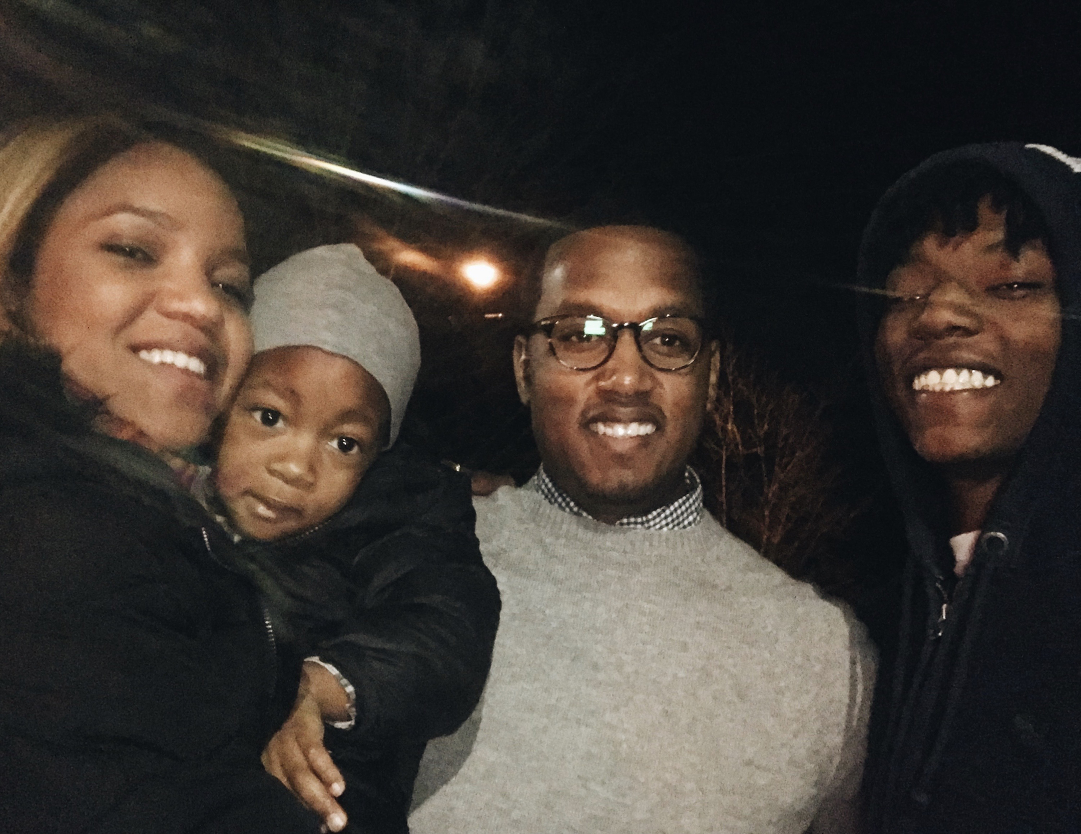 Ky'Ree with me, Avery, and Lydia at Christmas