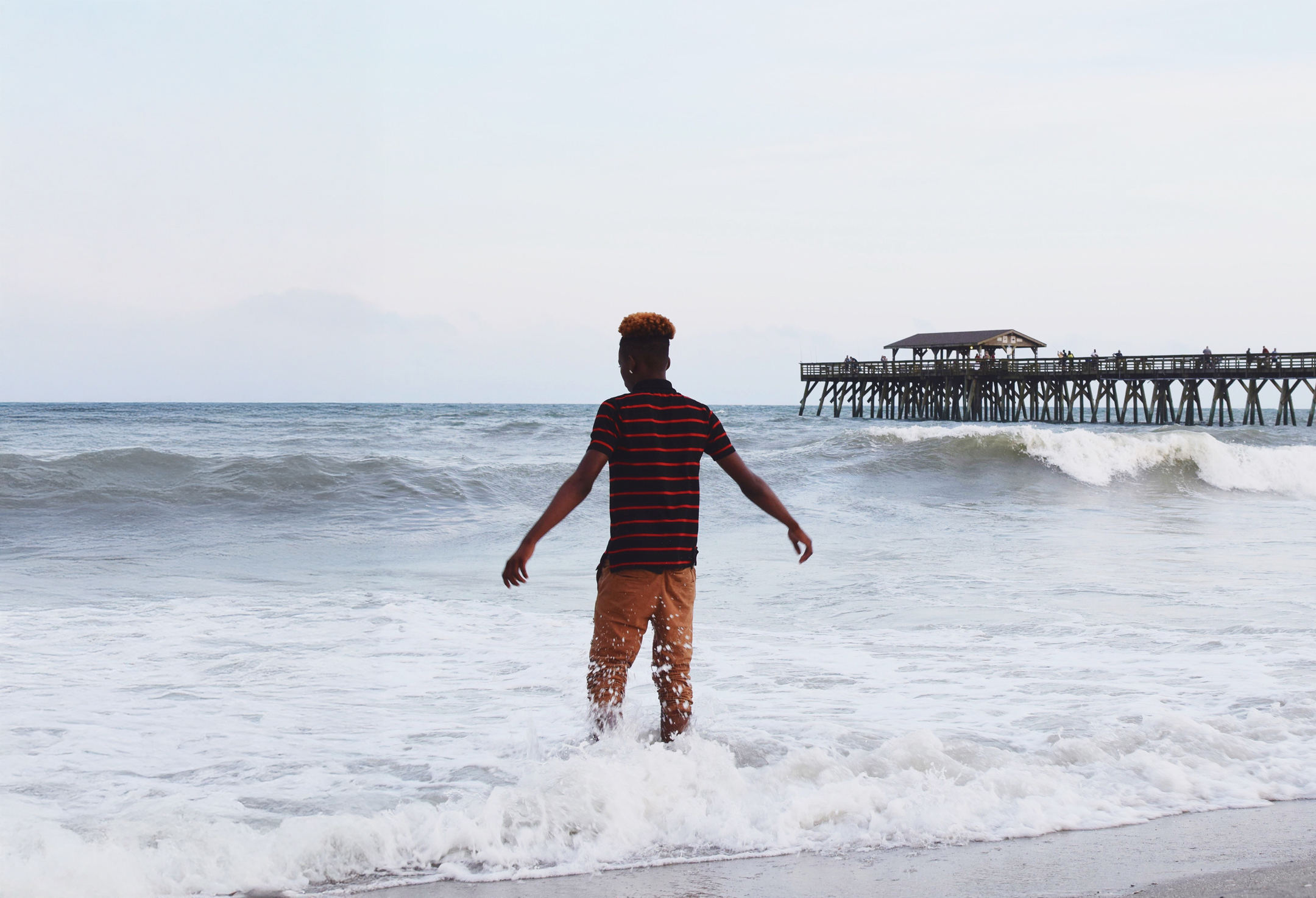 Ky'Ree wading in the water